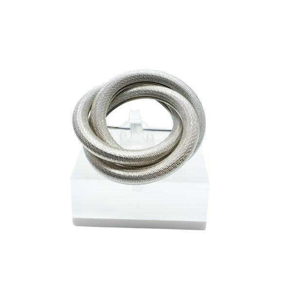 Sarah Coventry Sarahs Circle Vintage Silver-Tone Brooch Elegant Intertwined - Picture 2 of 4